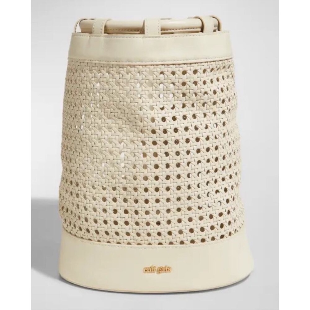 Cult Gaia Cream Woven Cutout Bucket Backpack New